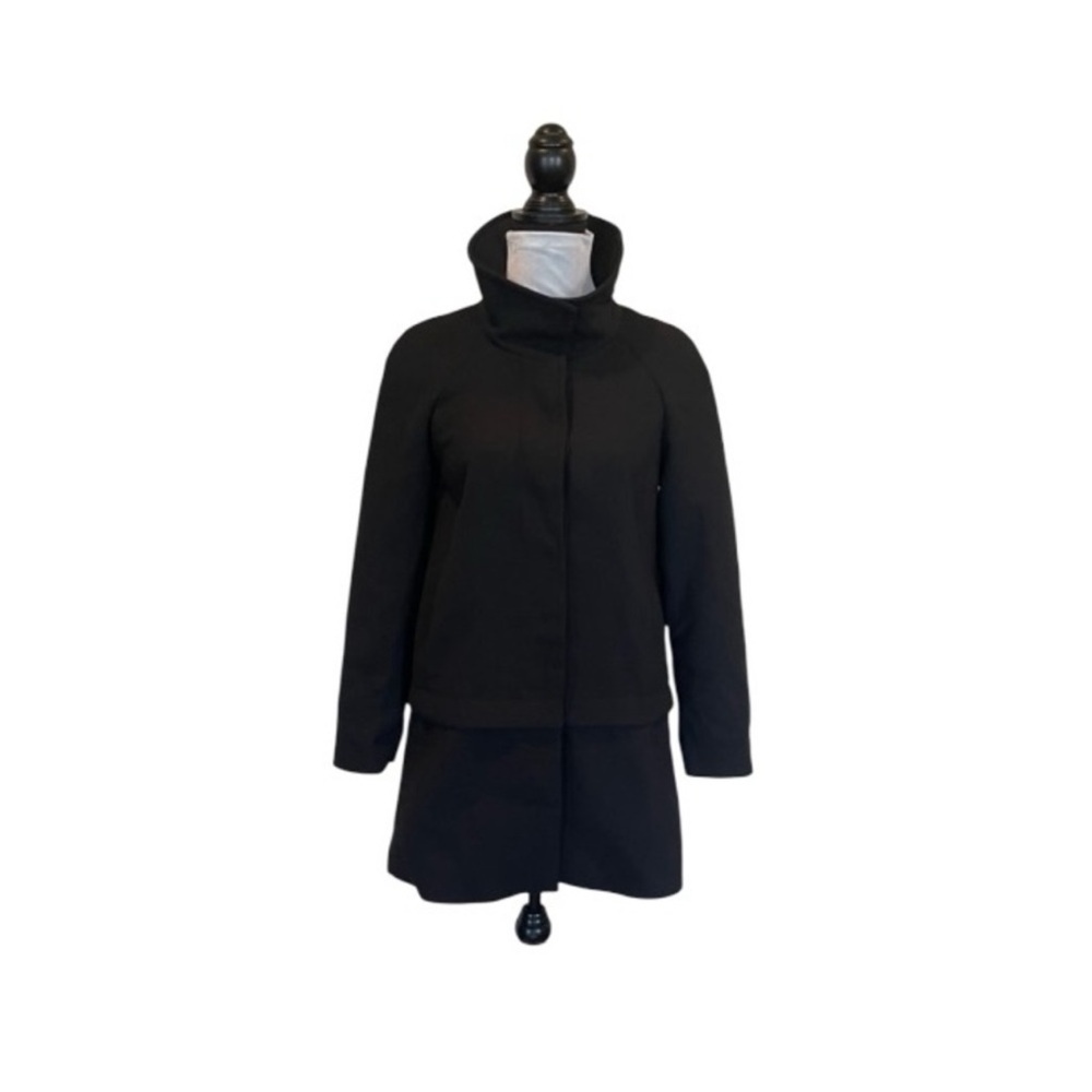 Zara black contemporary wool blend button front dark academia coat jacket medium